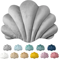 Inyahome 3D Throw Decor Pillows Shell Shaped Accent Throw Pillow Soft Velvet Insert Included Cushion for Couch Bed Living Room