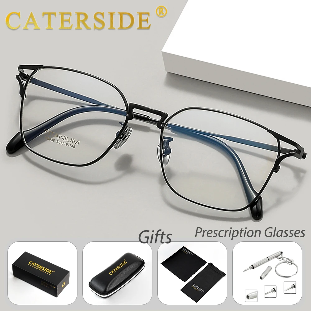 CATERSIDE Men Titanium Polygon Eyeglasses Elegant Women Optical Frame Decorative Corner Myopia Glasses Daily Reading Glasses