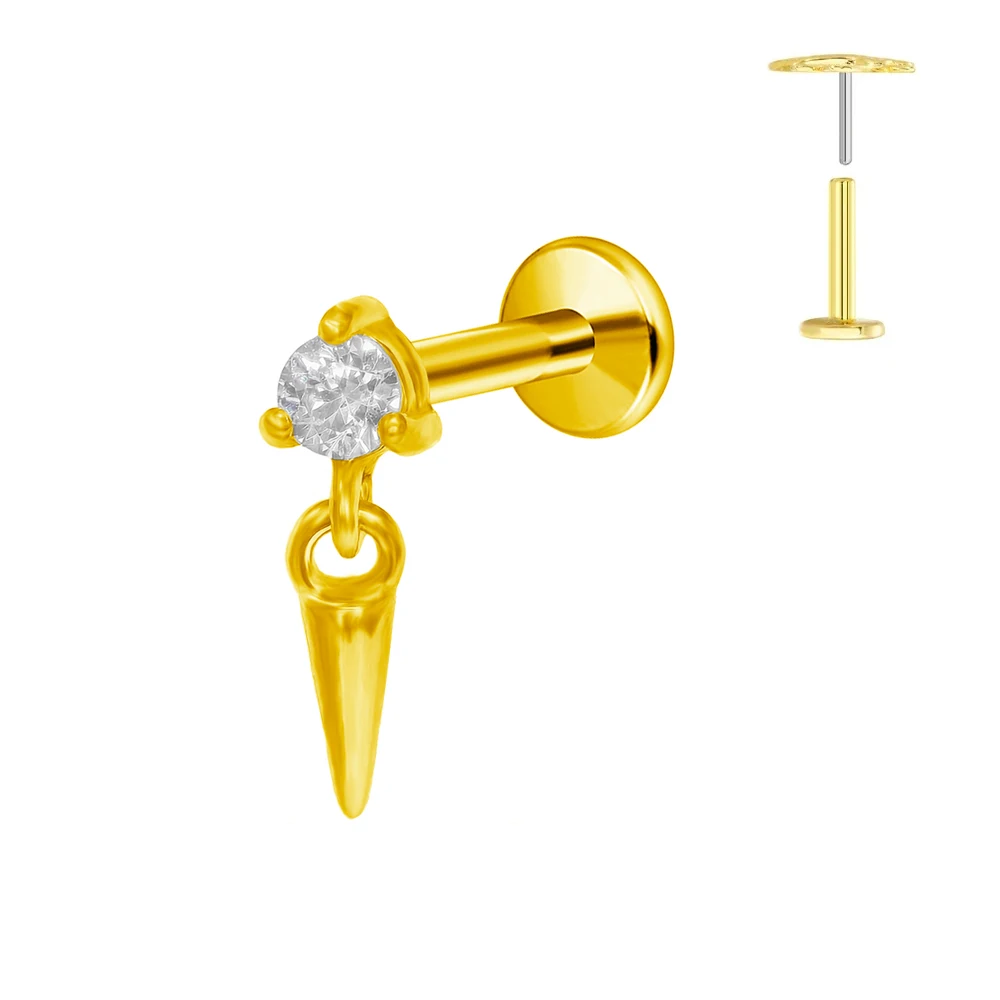 G23 Titanium Water Drop CZ Labret Piercing Earring Stud