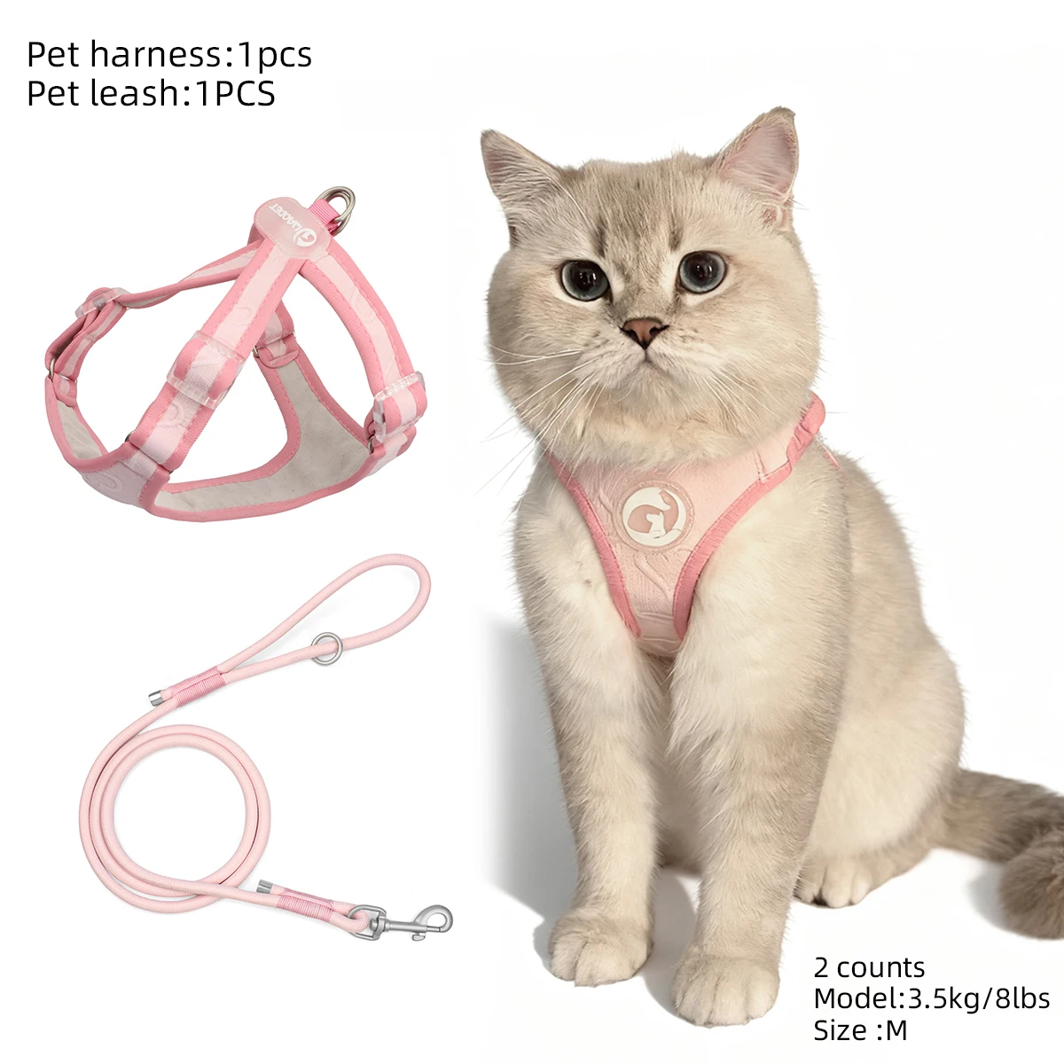 

Small Medium Dog Harness and Leashes Suits Safety No Pull Comfortable Harness Set Love Printed Lining Pet Supplies Trend New