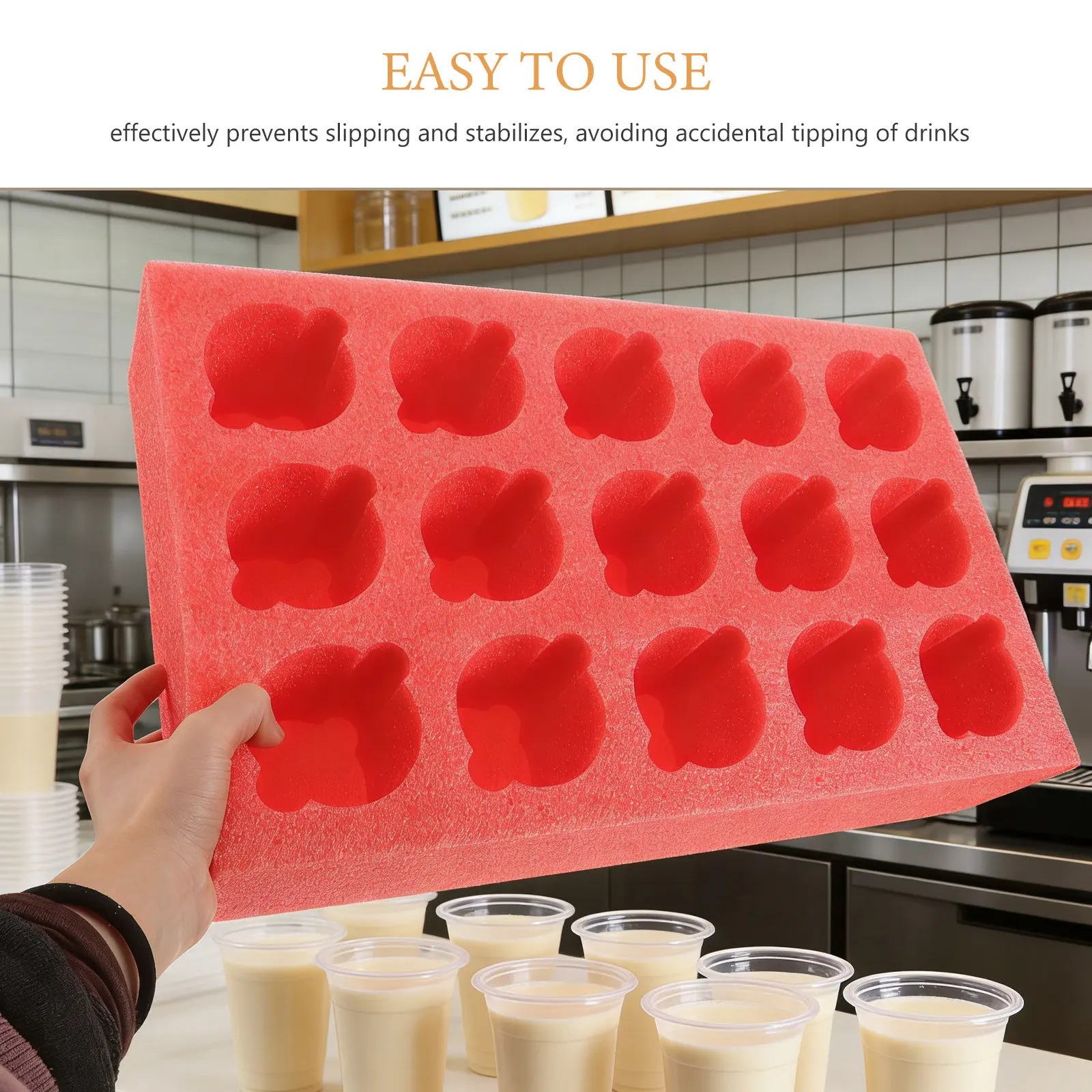 15-Hole Beverage Carrier Tray Foam Cup Holder for Coffee Shops Milk Tea Stores Fast Food Chains Slipproof Insulated Takeout