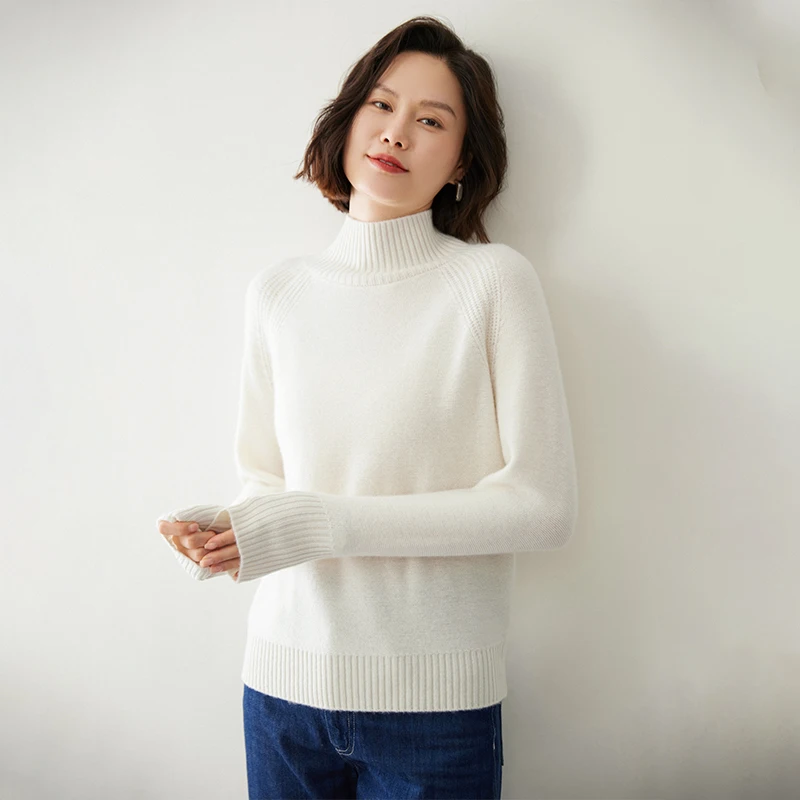 2023 Autumn Winter New 100% Pure Cashmere Sweater Turtleneck Women\'s Thicken Warm Pullover Female Loose Large size Knit Jumper