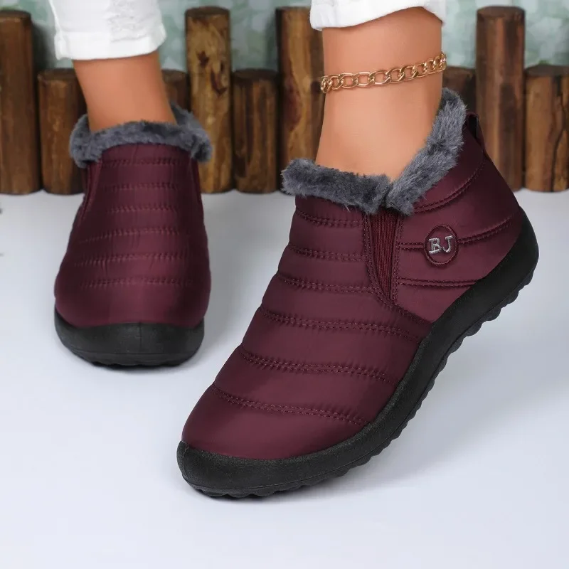 Botas De nieve impermeables para Mujer, zapatos De plataforma sin cordones, botines De felpa, moda Unisex, Invierno