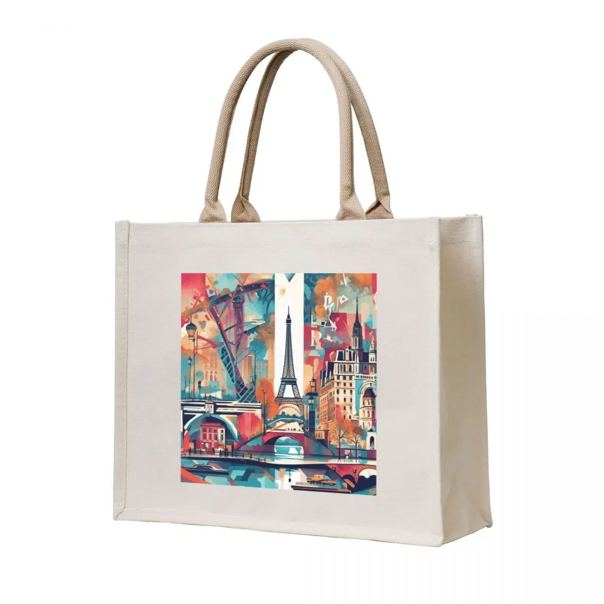 

Paris abstract art with Eiffel Tower Tote Bag cute tote bag sac pour femme canvas tote bag Handbags women