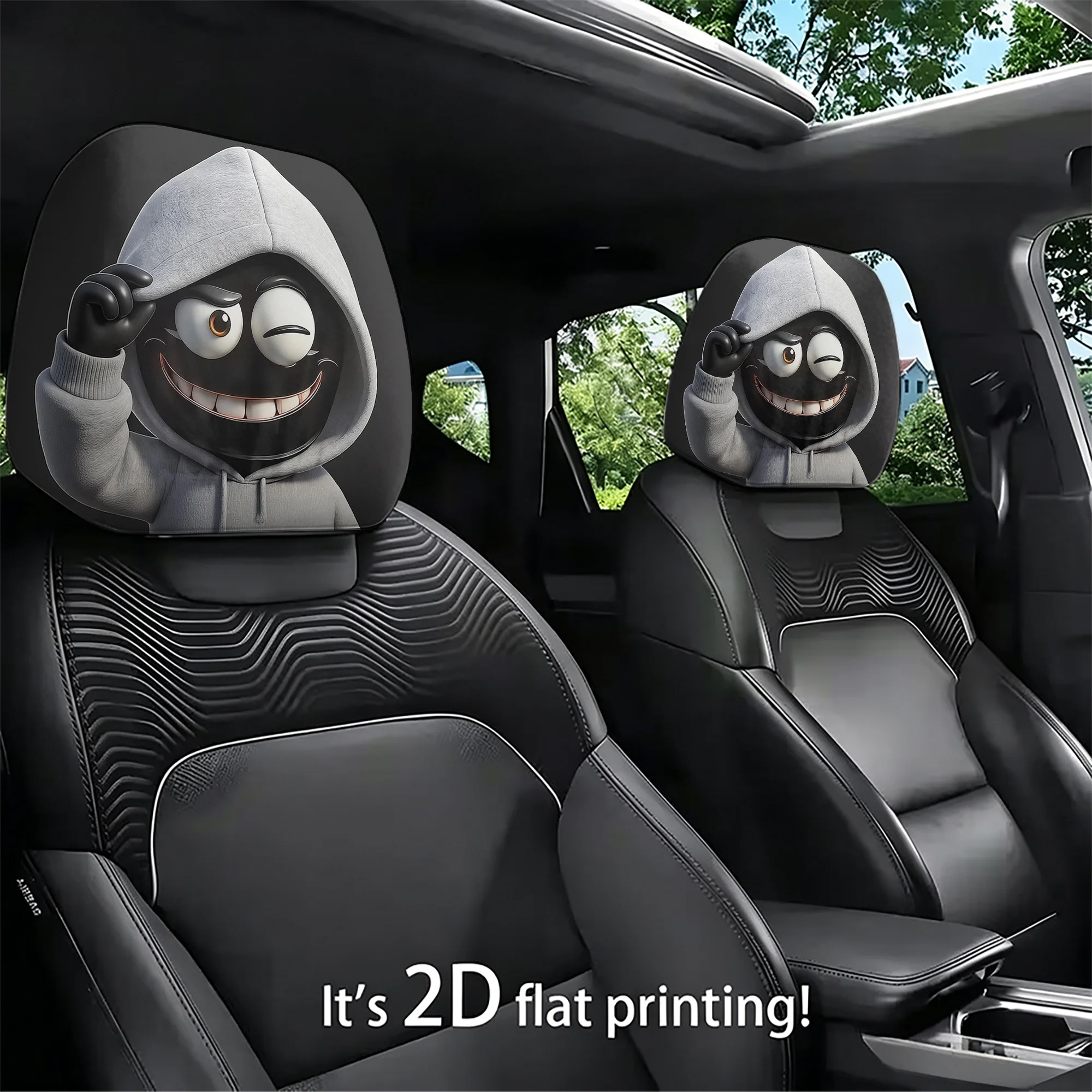 2pcs fun cartoon character headrest covers to bring a playful vibe to your car’s interior. Does not include filling. Easy to ins