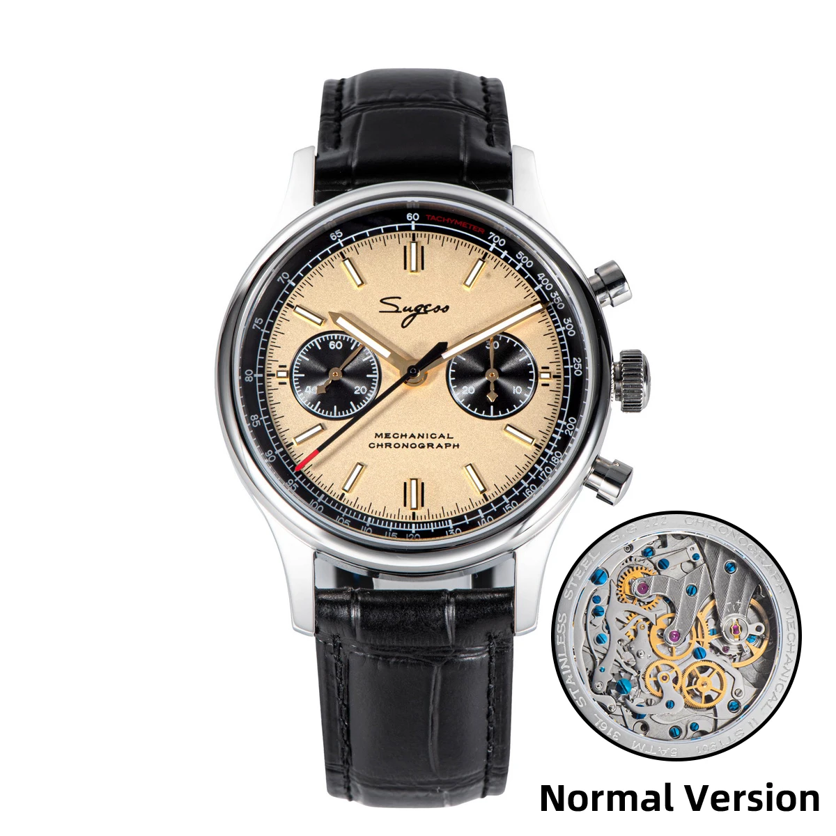 Sugess 1963 pilotenhorloge heren mechanisch chronograaf Panda polshorloge luchtmacht saffier waterdicht voor meeuwbeweging ST1901 v3