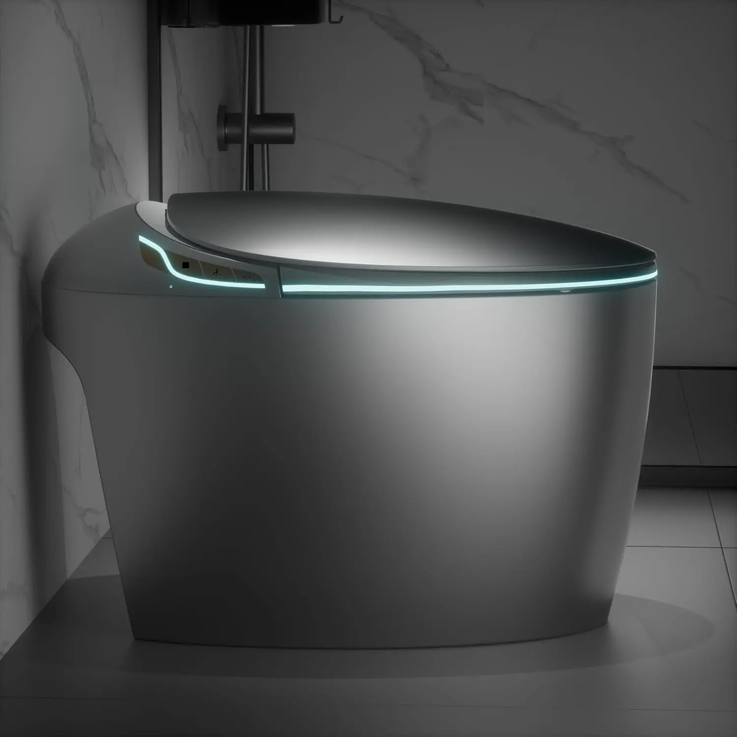 Luxury Smart Toilet With Bidet Seat, Elongated Egg Shaped Modern Design, Auto Open Auto Flush, Adjusted Heated Seat