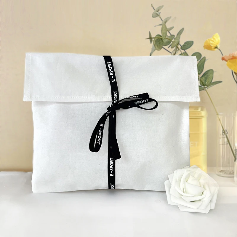 Customized product、Hot selling oem cotton envelope bag custom ribbon, New design envelope pouch, envelope fabric bag for packagi