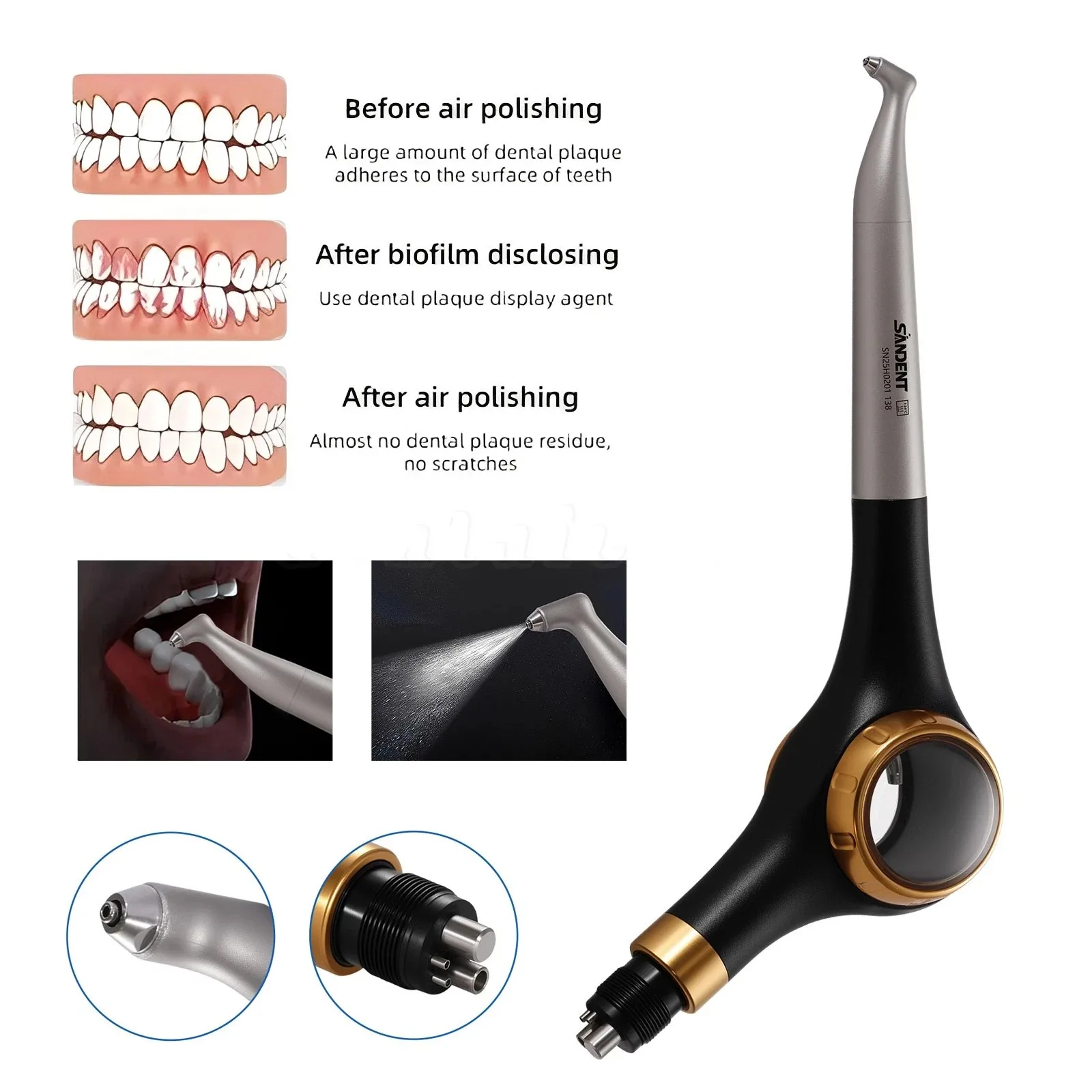 Dental Air Flow Prophy Polisher Sub/Supra Handpiece 4Hole