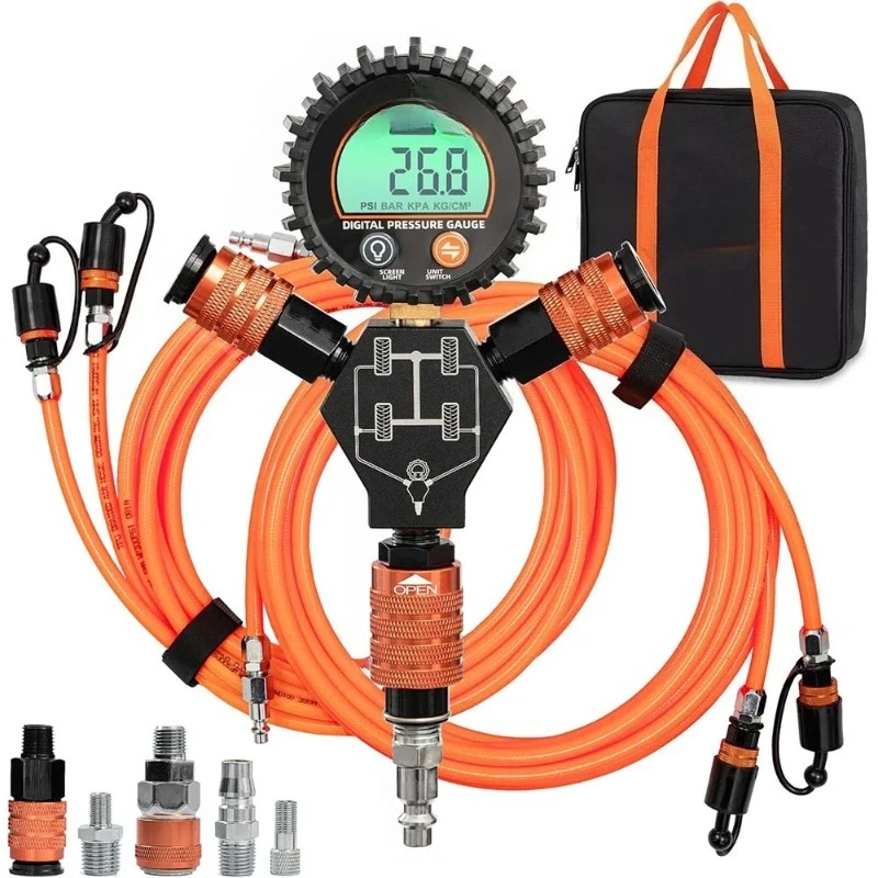

ALL-TOP 4 Tire Inflation Deflation System Rapid High-Flow Air up Down Kit Digital Pressure Gauge