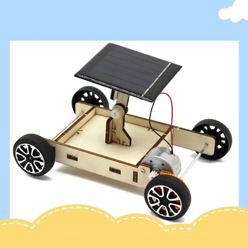 DIY Solar Car 3D Wood Vehicle Models For Children Kids Toy Gift Student Science Project Experimental Mterials