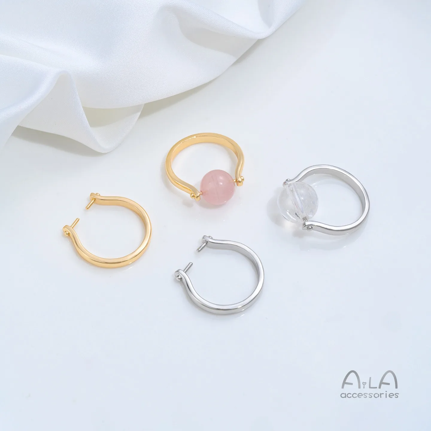 Gold Plated Brass Bright Hollow Open Ring Blanks DIY Jewelry Empty Settings for Direct Inlay
