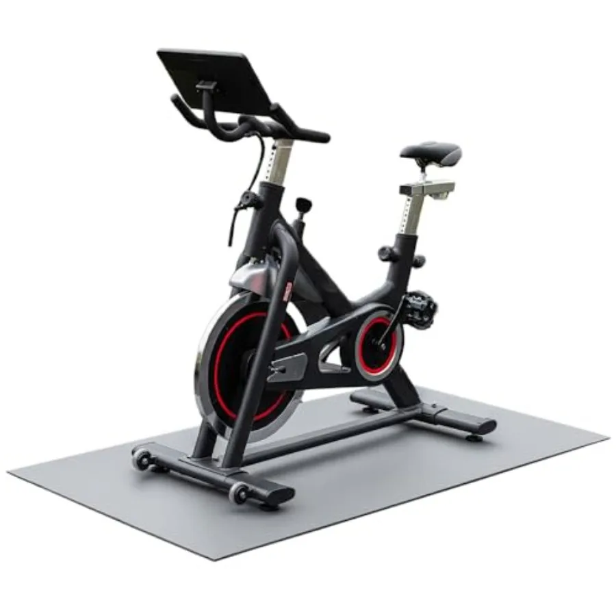 

Rubber-Cal TFS-121 Exercise Bike Mats for Home Gym Use Black Non-Slip Durable Rubber Material Protects Floors from Damage