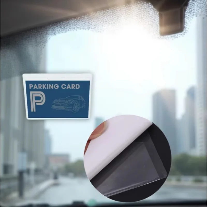 Transparent Self-Adhesive Card Holder for Car Windshield Clear Organizing Cover Label Parking Permit Pocket Auto Accessory