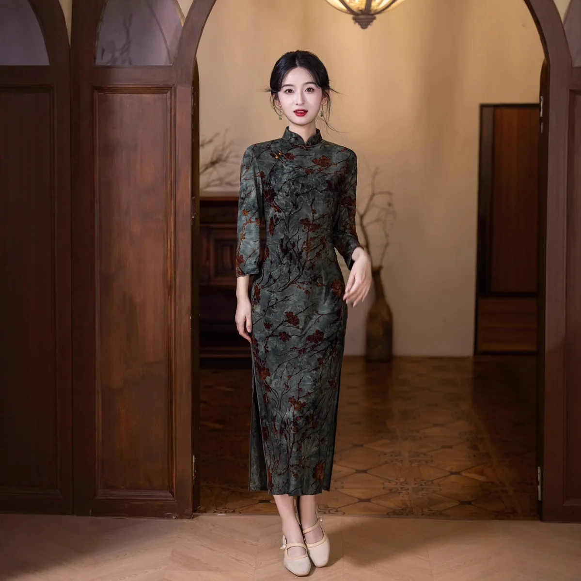 

2025 Autumn/Winter New Chinese Style Improved Cheongsam New Chinese Style Female Long Dress Qipao Evening Gown
