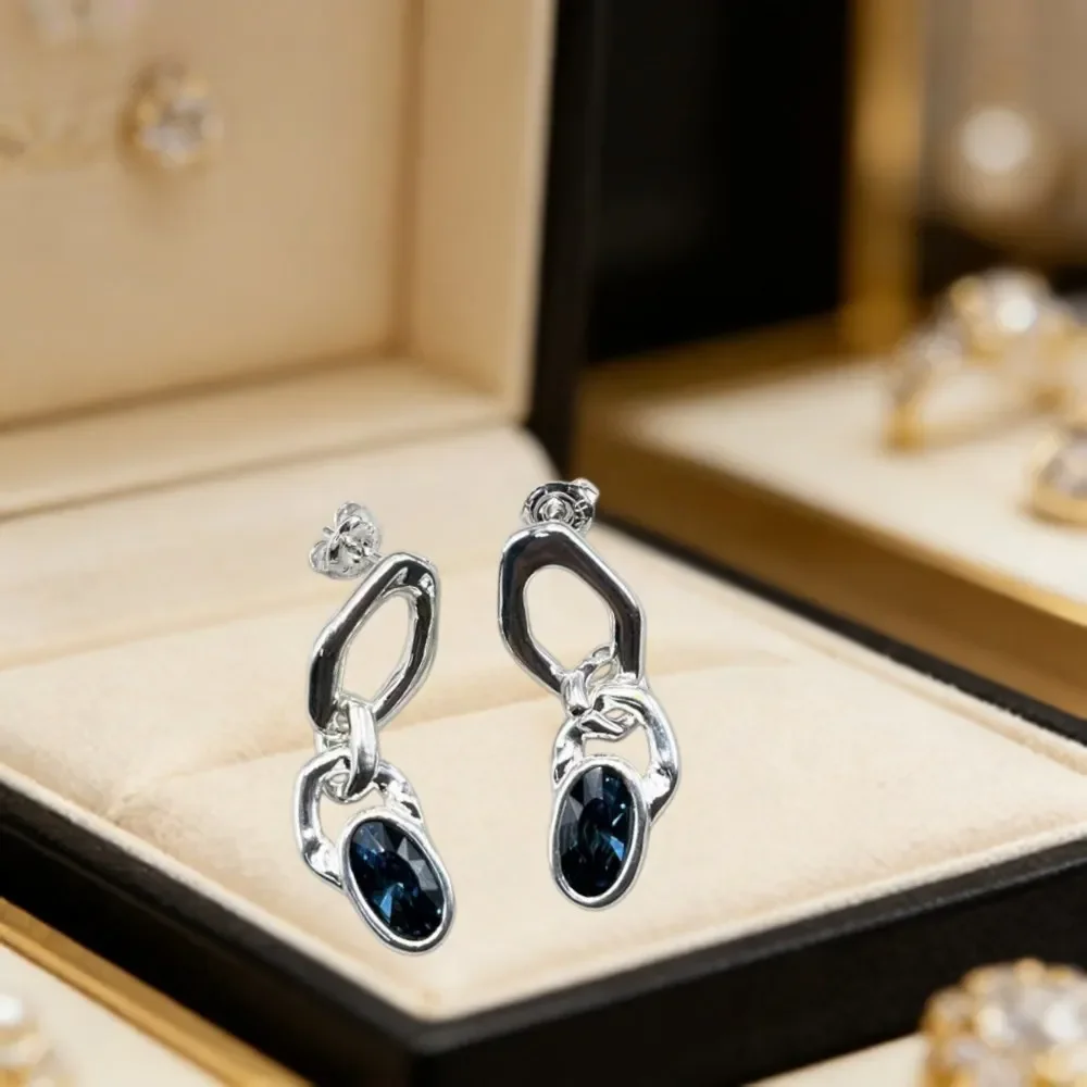 2026 Spain Beautiful and Noble Colored Zircon Chain Earrings Jewelry Accessories Banquet Gifts