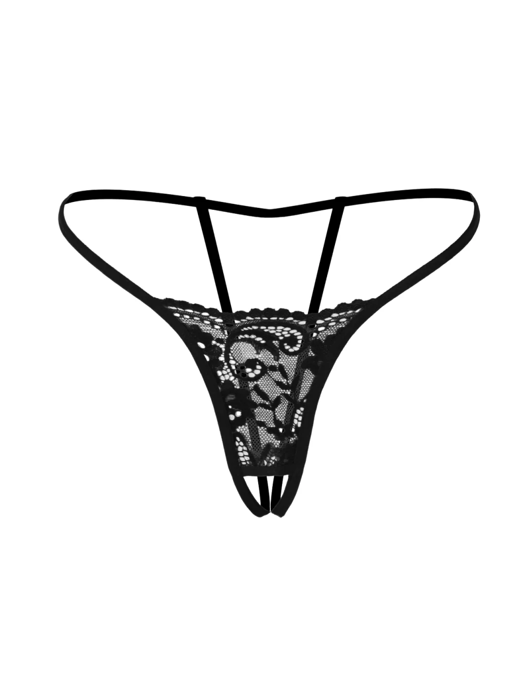 Varsbaby Women's Micro Thongs Lace Low Rise T-back G-string Sexy Crotch Opening Underwear Panty Thin String Intimates Lingerie image 6