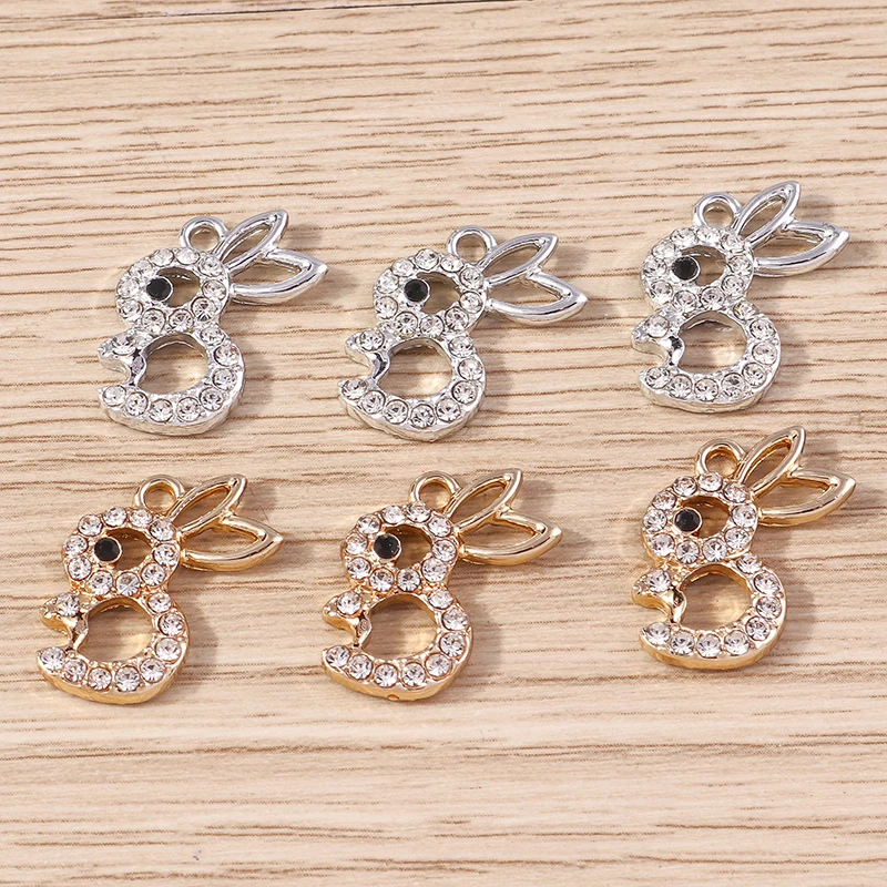 Tusember 10 Stück 17*21mm Niedliche Kristall-Häschen-Anhänger für DIY Handgemachten Schmuck, Armband-, Halsketten- und Ohrring-Zubehör – Detail 12