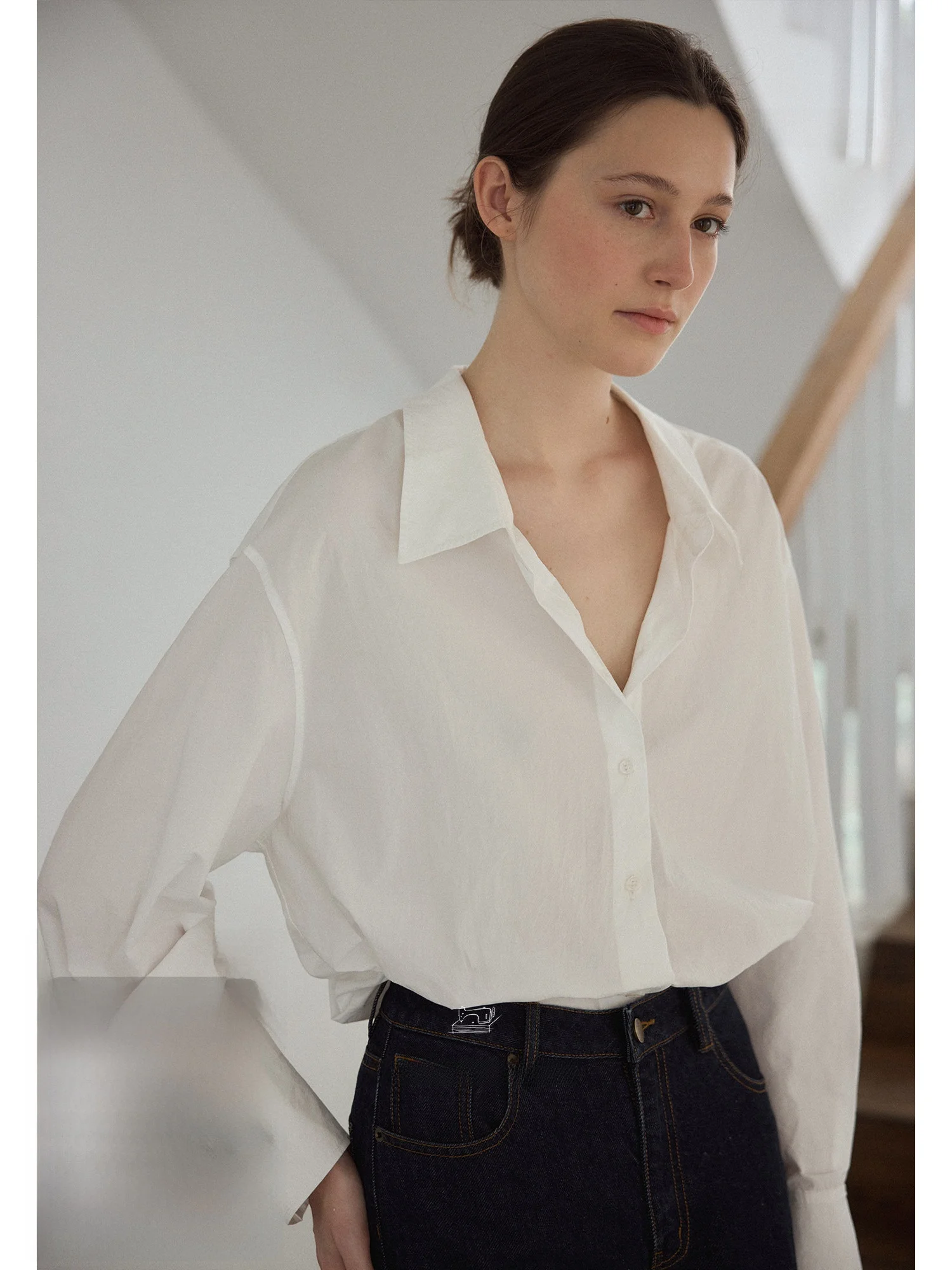 

Loose Fit High Tead Count Waed Cotton Textured Dry Tead Fabric irt Comfortable Breathable Women's Long Sve irt