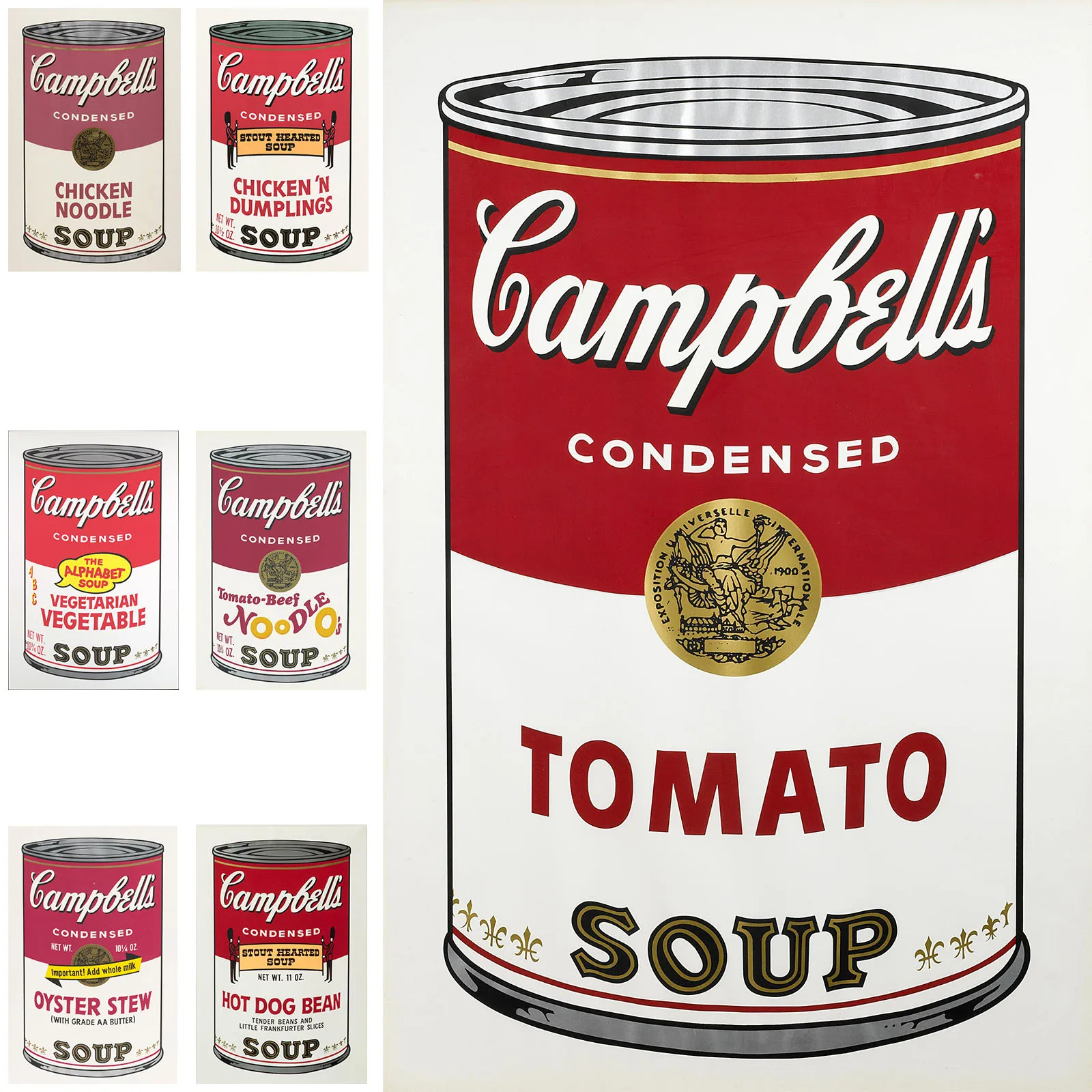 Andy Warhol Campbell's Soup Canvas Print - Modern Pop Wall Art Painting, Aesthetic Decorative Unframed Home Kitchen Wall Decor