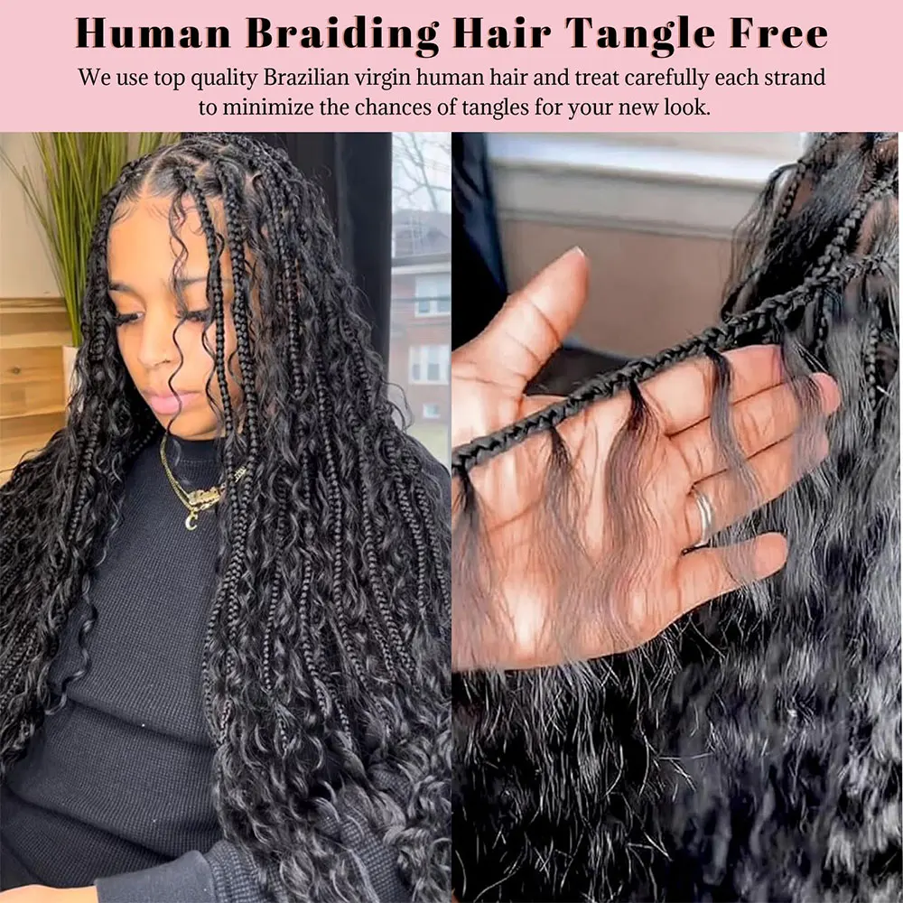 Human Braiding Hair Curly Deep Wave Human Braiding No Weft  Brazilian Human Braiding Hair For Boho Braids Wavy Braids Extensions