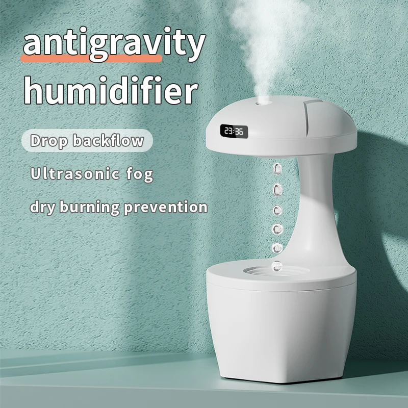 800ML Anti Gravity USB Air Humidifier Ultrasonic Air Purifier Levitating Water Drops Mist Maker Fogger Perfume LED Display Ligh