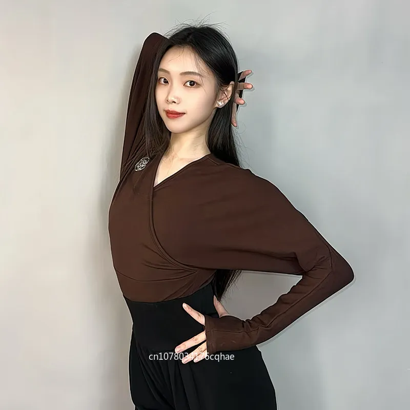 

Winter Warm Fleece Lined Bodysuit Top for Adult Women Original Design Latin Ballroom Style Comfortable Perfect for Daily Top