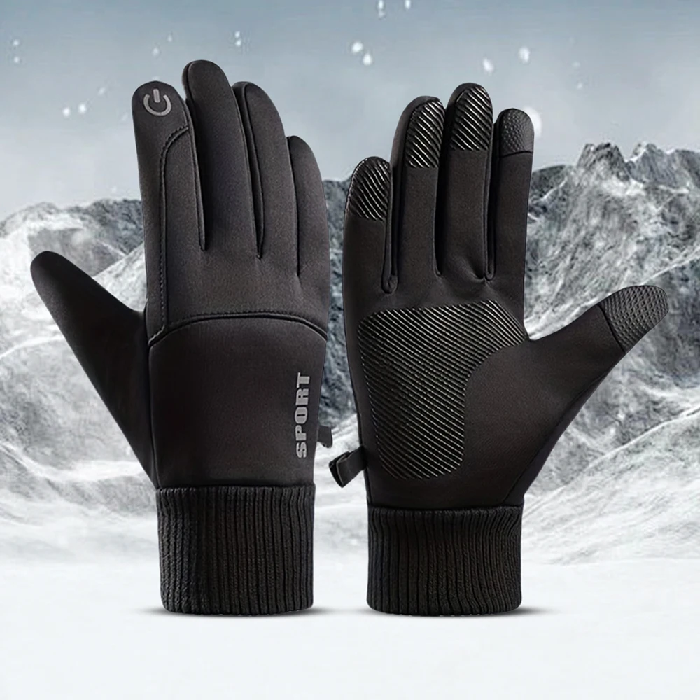 

Black Winter Warmth Full Finger Waterproof Bicycle Outdoor Sports Running Motorcycle Skiing Touchscreen Gloves Warmth, Winter Gl