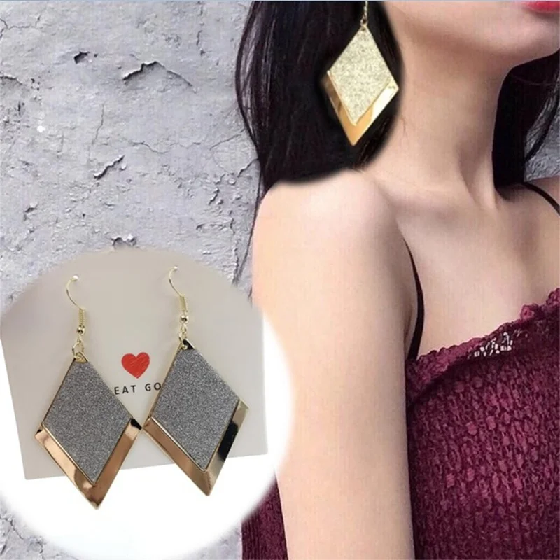 Fashion Creative Rhombus Frosted Geometric Earrings For Women With Exaggerated And Minimalist Accessories Party Gifts