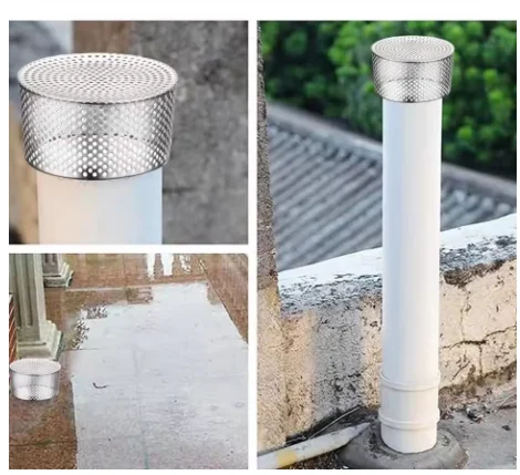2pcs Stainless Steel Rooftop Floor Drain Cover Circular Shape Anti Blocking Outer Side Filter Screen Anti Rodent Gutter Sewer