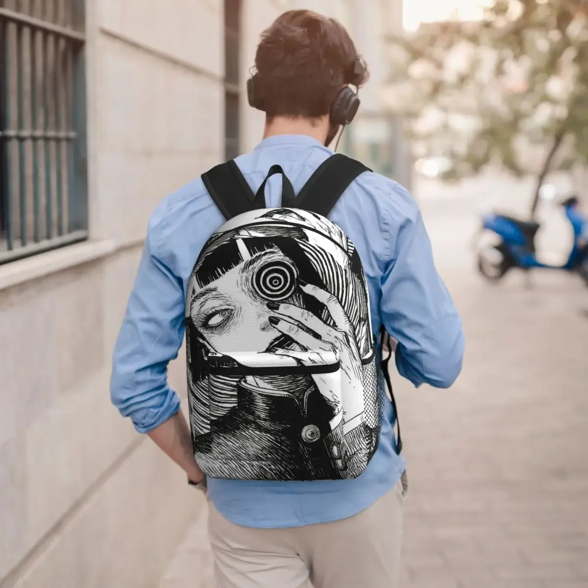 Junji Ito Tribute Poster Uzumaki Student Backpack School Bag Hiking Travel Daypack for Men Women Bookbag Shoulder Bags
