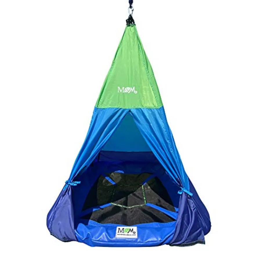 

Outdoor Teepee Tent Swing, 39in Textilene Platform, Colorful Detachable Tent, Hanging Tree Fort, 250 Lbs., Single or Multi-Rider