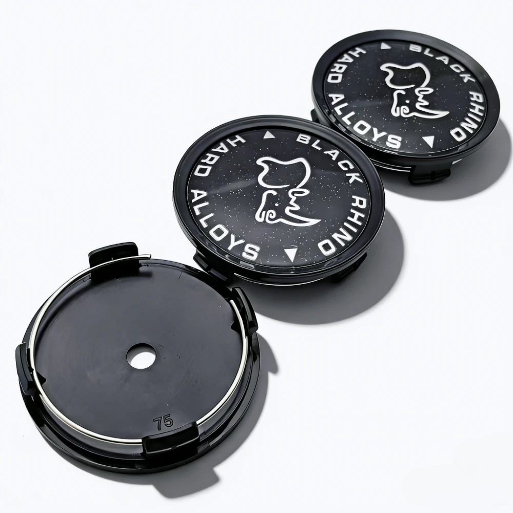 4 unidades Tapas de buje de rueda de coche con emblema de logotipo Black Rhino, 75MM 70MM, Tapas antipolvo para llantas, Accesorios de repuesto para coche