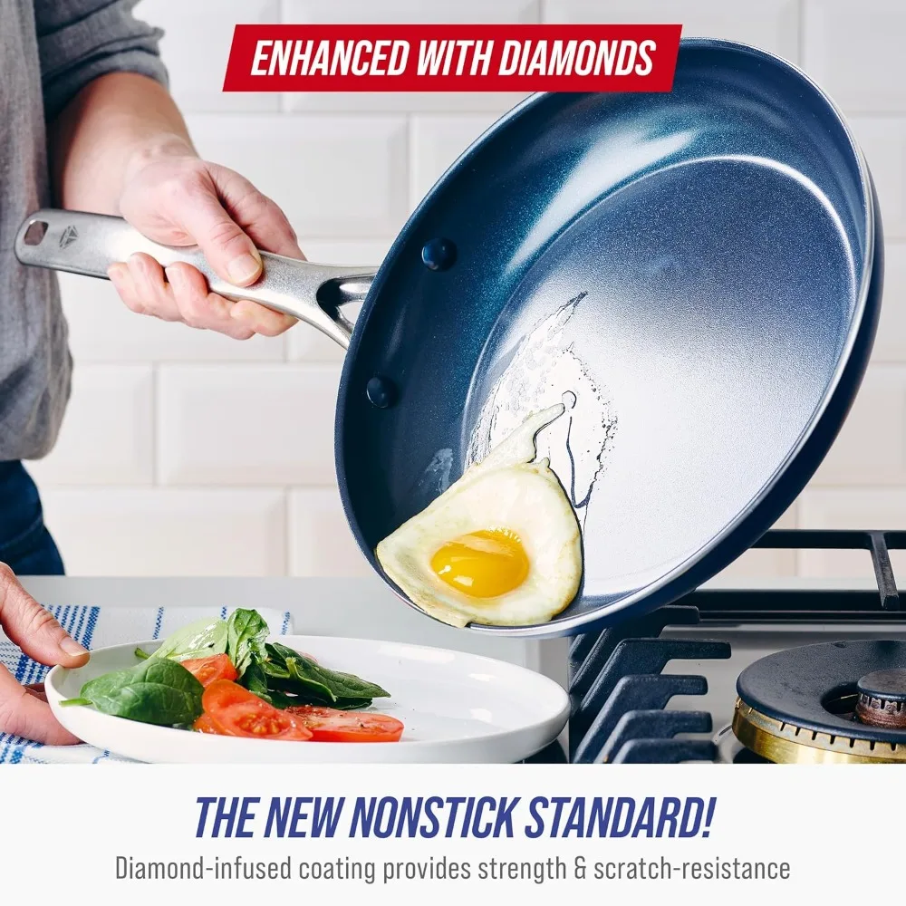 20 Piece Cookware and Bakeware Set, Diamond Infused PFAS & PFOA-Free Ceramic Nonstick Pots & Pans,