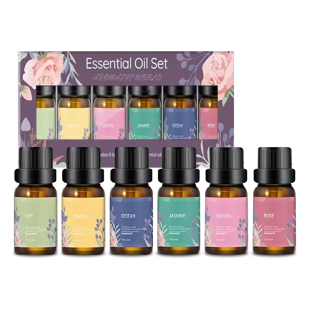 

6 Essential Oils Long Lasting Perfume Home/Office diffuser, Lily Jasmine and other 6 aromatherapy essential oils