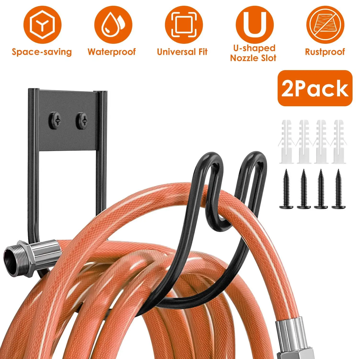 

Для 2 упаковок, сверхмощный садовый держатель, крючок из нержавеющей стали, металлическая стойка, органайзер для катушек для удлинителей водяного шланга