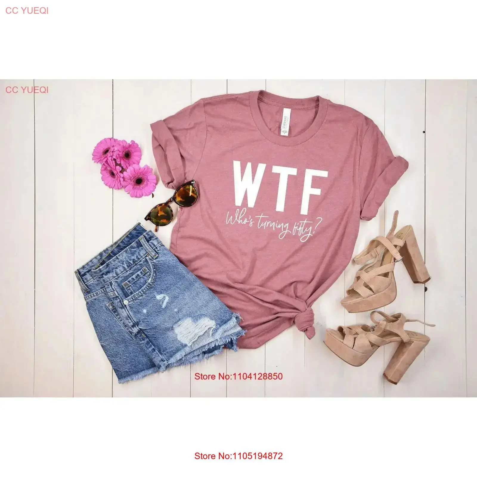 

50th Birthday T Shirt WTF Woman Who's Turning Fifty Funny s for Women vintage Washed Stretched streetwear designer clothes