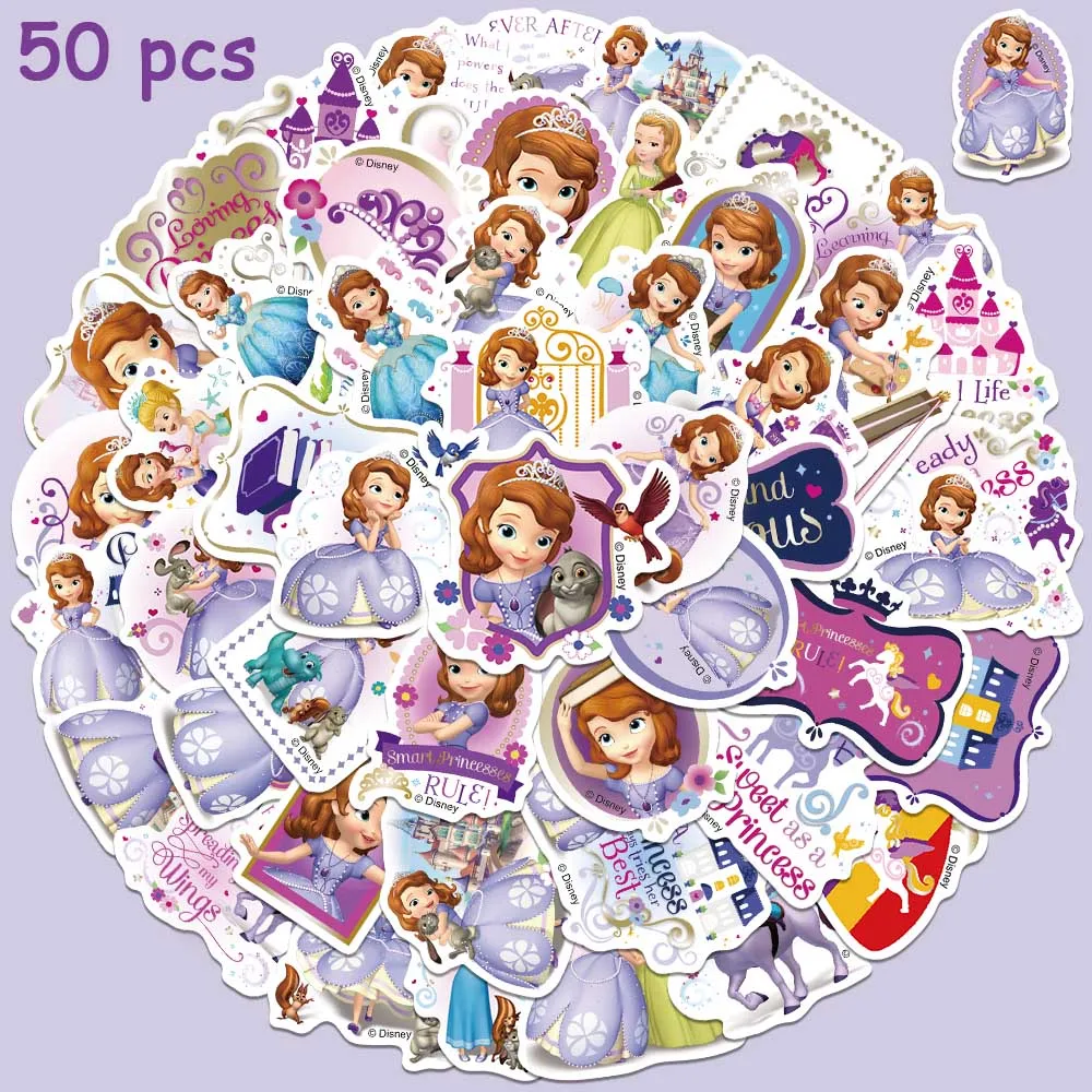 

50pcs Disney Sofia Princess Stickers Aesthetic Graffiti Decals For Kids Laptop Luggage Skateboard Scrapbook Bike Diary Sticker