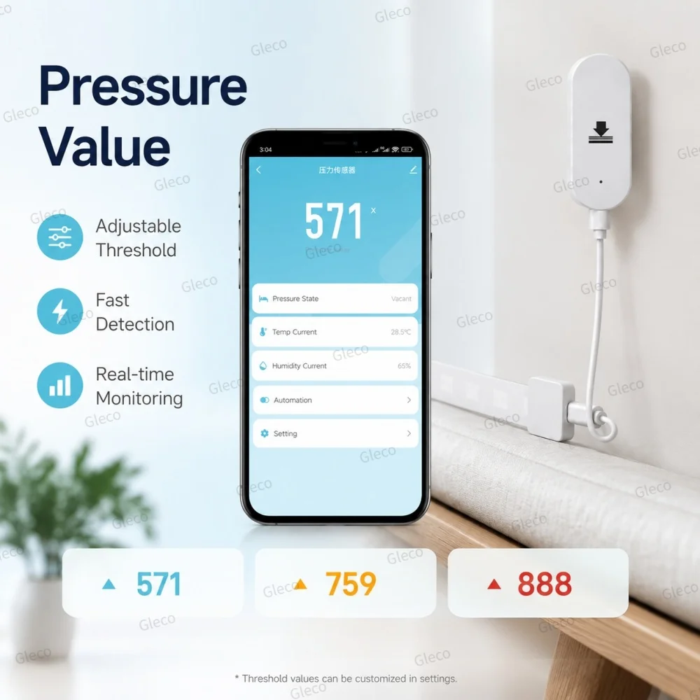 Zigbee TUYA Drucksensor Temperatur- und Feuchtigkeitsmesser Belegungs-/Anwesenheitsdetektor Stressgürtel Smart Life Home Automation Scene – Detail 5