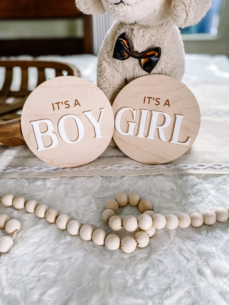 10pcs Gender Reveal Wood Sign - It’s a Girl Birth Announcement - Milestone Card - Hospital Sign - 3D Wood Photo Prop - Its a Boy