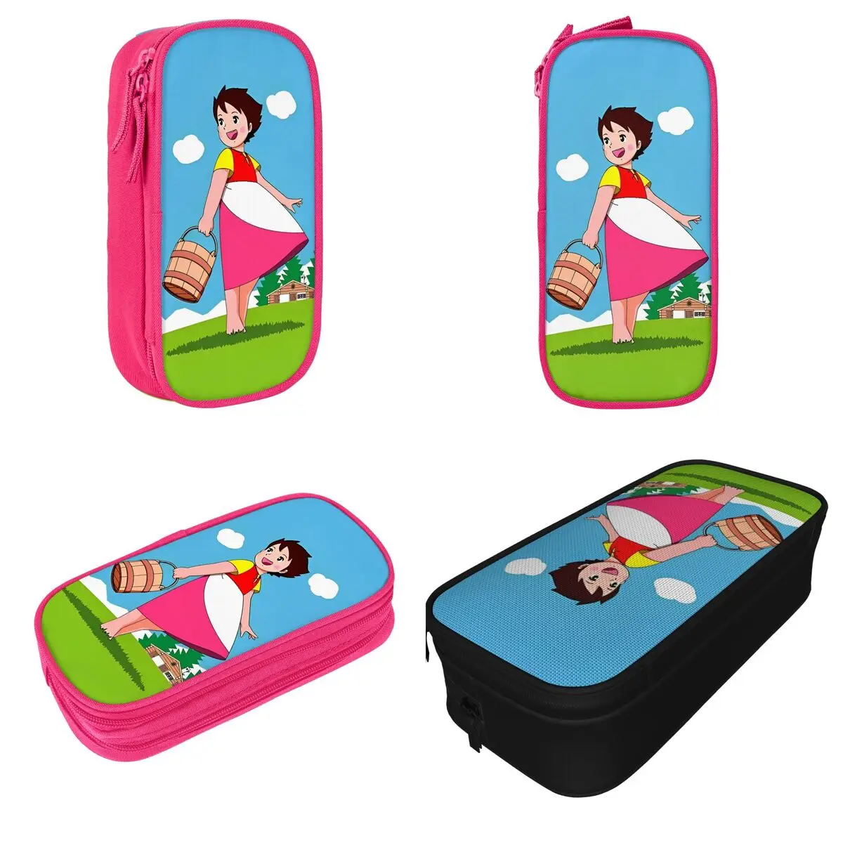 Heidi-Trousse à crayons Anime pour filles et garçons, porte-stylo de dessin animé, grande capacité, étuis à fermeture éclair pour le bureau