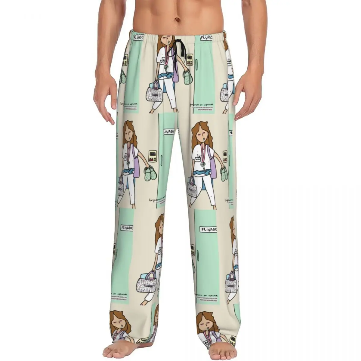 Custom Printed Enfermera En Apuros Doctor Nurse Medical Health Pajama Pants Men's Sleep Sleepwear Bottoms with Pockets