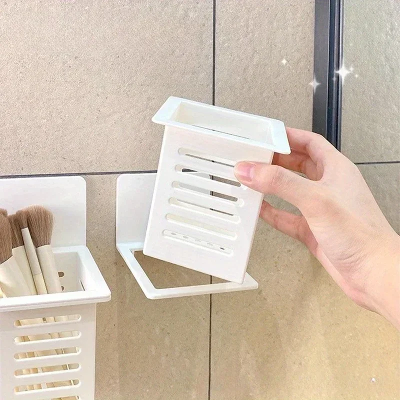Wall Mounted Toothpaste Holder Drain Rack Self-adhesive Toothpaste Toothbrush Storage Rack Bathroom Daily Necessities Organizer