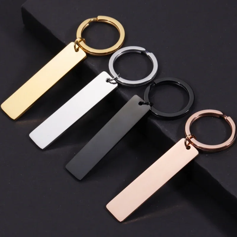 10pcs Strip Bar Keychain Set Mirror Polish Stainless Steel Blank for Custom Stamping Ideal Gift for Women And Men
