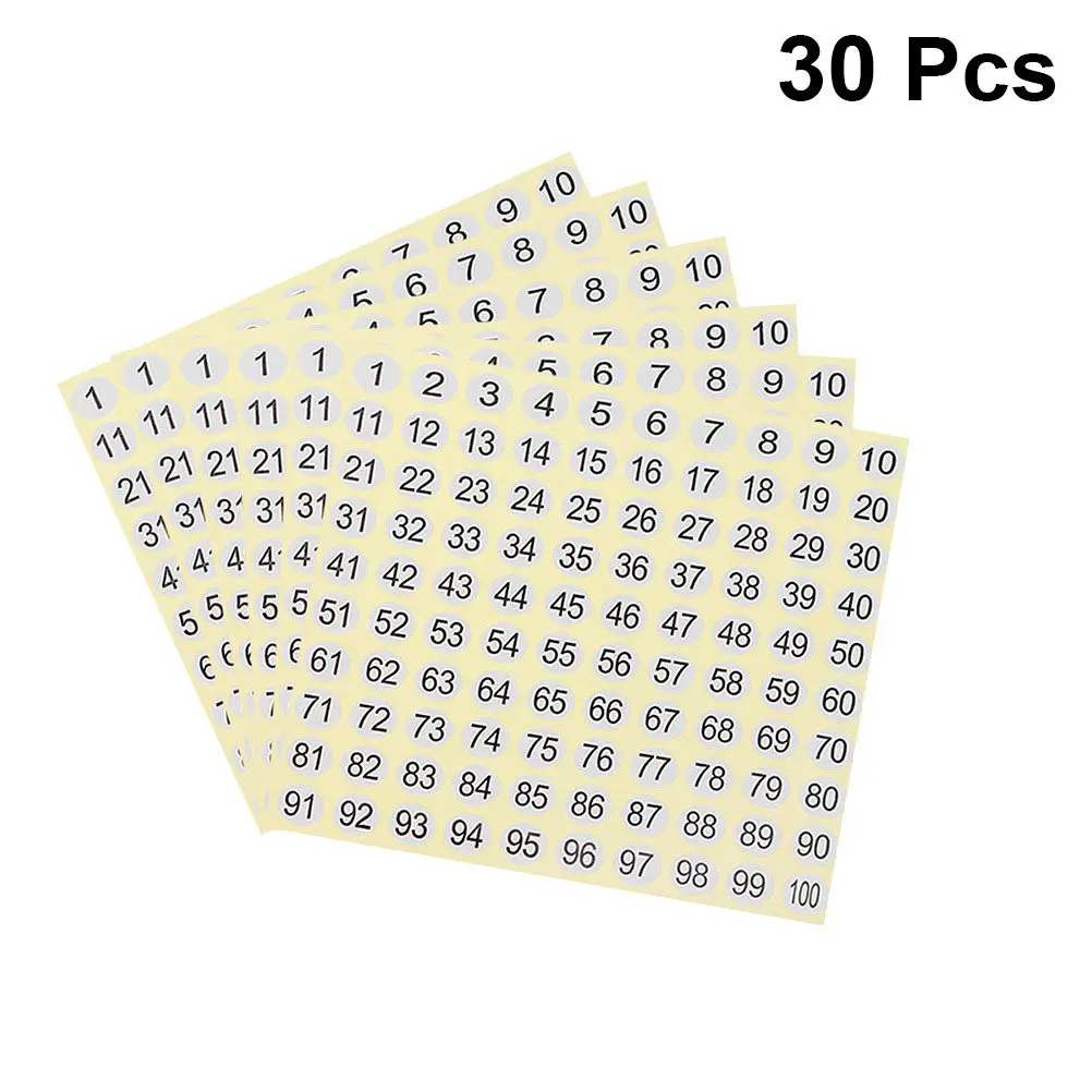 30Sheets Self Adhesive Numbers Sticker Decorative For Classroom Decoration Math Teacher Stickers Arabic 1-100 Supplies