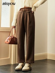 MISHOW American Vintage Pants Women 2024 Fall Winter Gentle Elegant Basic Zipper Loose Ankle Length Straight Pants MXC52K0501