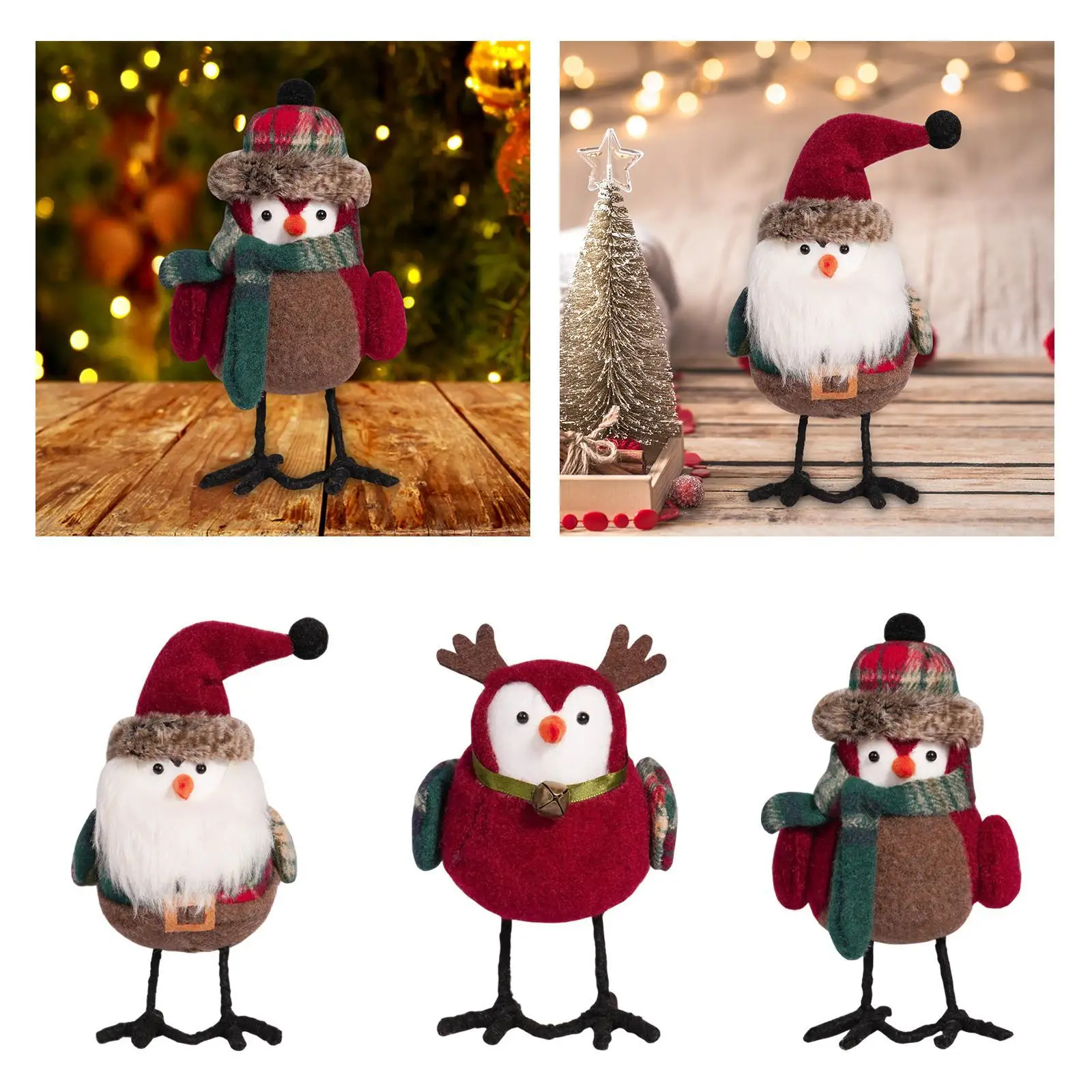 ตกแต่งตารางคริสต์มาสนกเครื่องประดับคริสต์มาส Tabletop Decor ประดิษฐ์ตุ๊กตานกสําหรับชั้นวางเทศกาลห้องนอน Desktop Decor