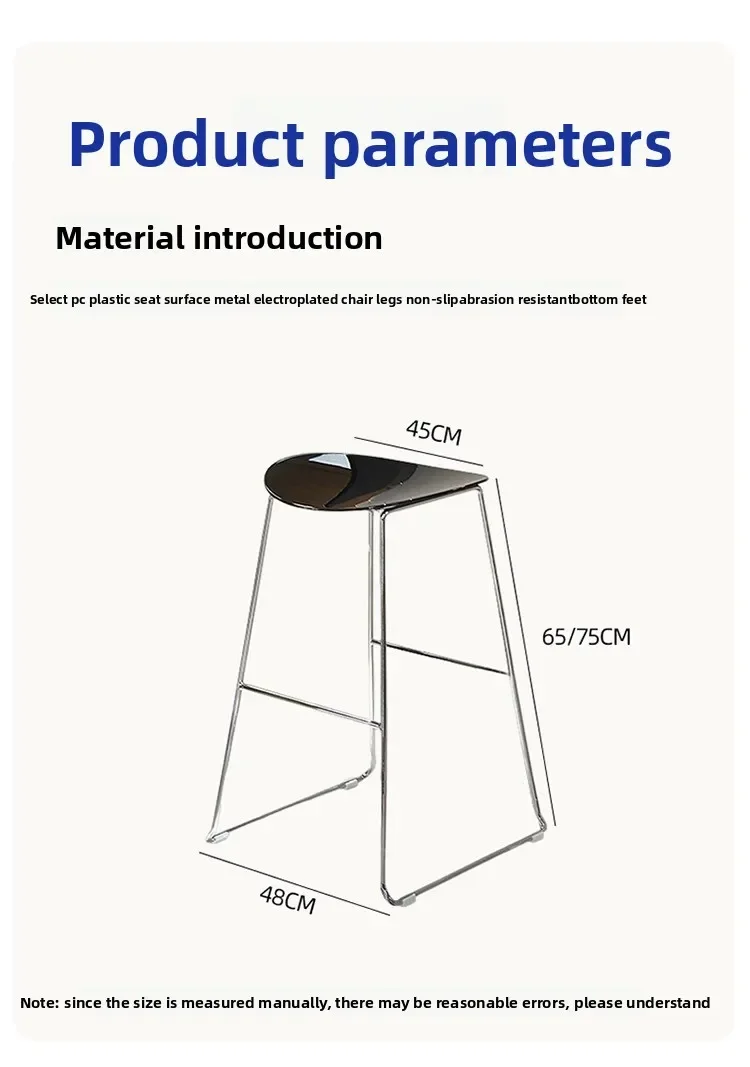 Silla de bar transparente nórdica, taburete alto acrílico, taburete de bar de hierro forjado, silla tipo isla, taburete alto