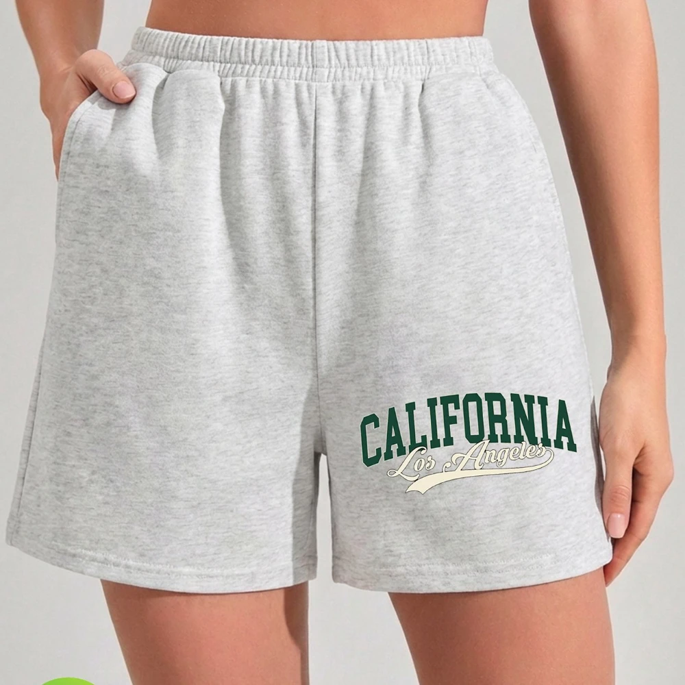 Women'S Shorts for Spring and Summer Featuring Letters and California Print Ribbon Made of Pure Perfect for Casual Everyday Wear