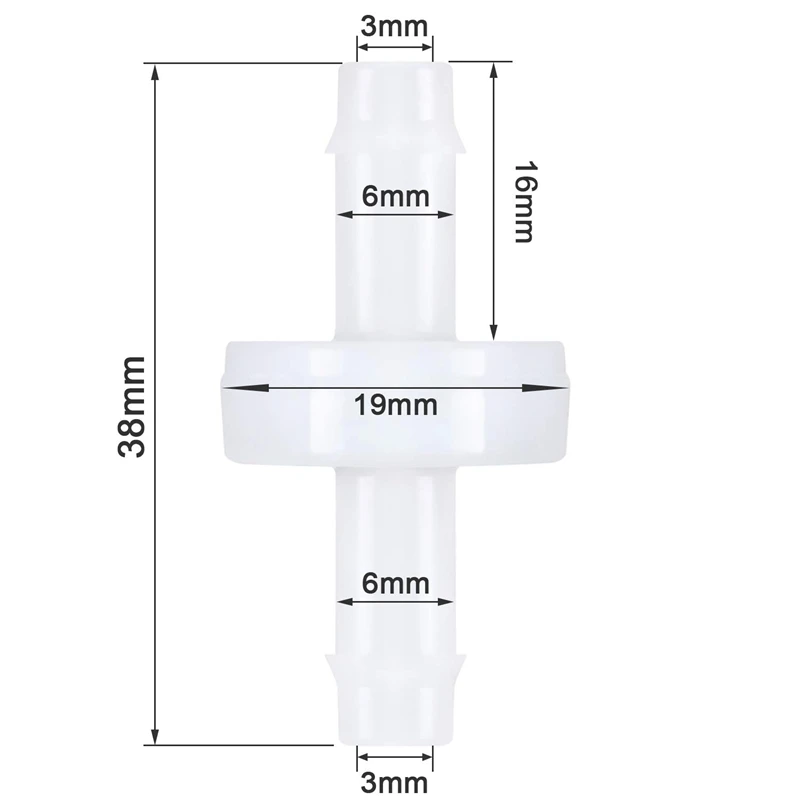 4Pcs Check Valve PVDF Wear-Resistant One-Way Check Valve For Fuel Gas Liquid Air 1/4 Inch 6 Mm